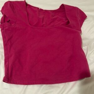 Fuchsia square neck, garage crop top